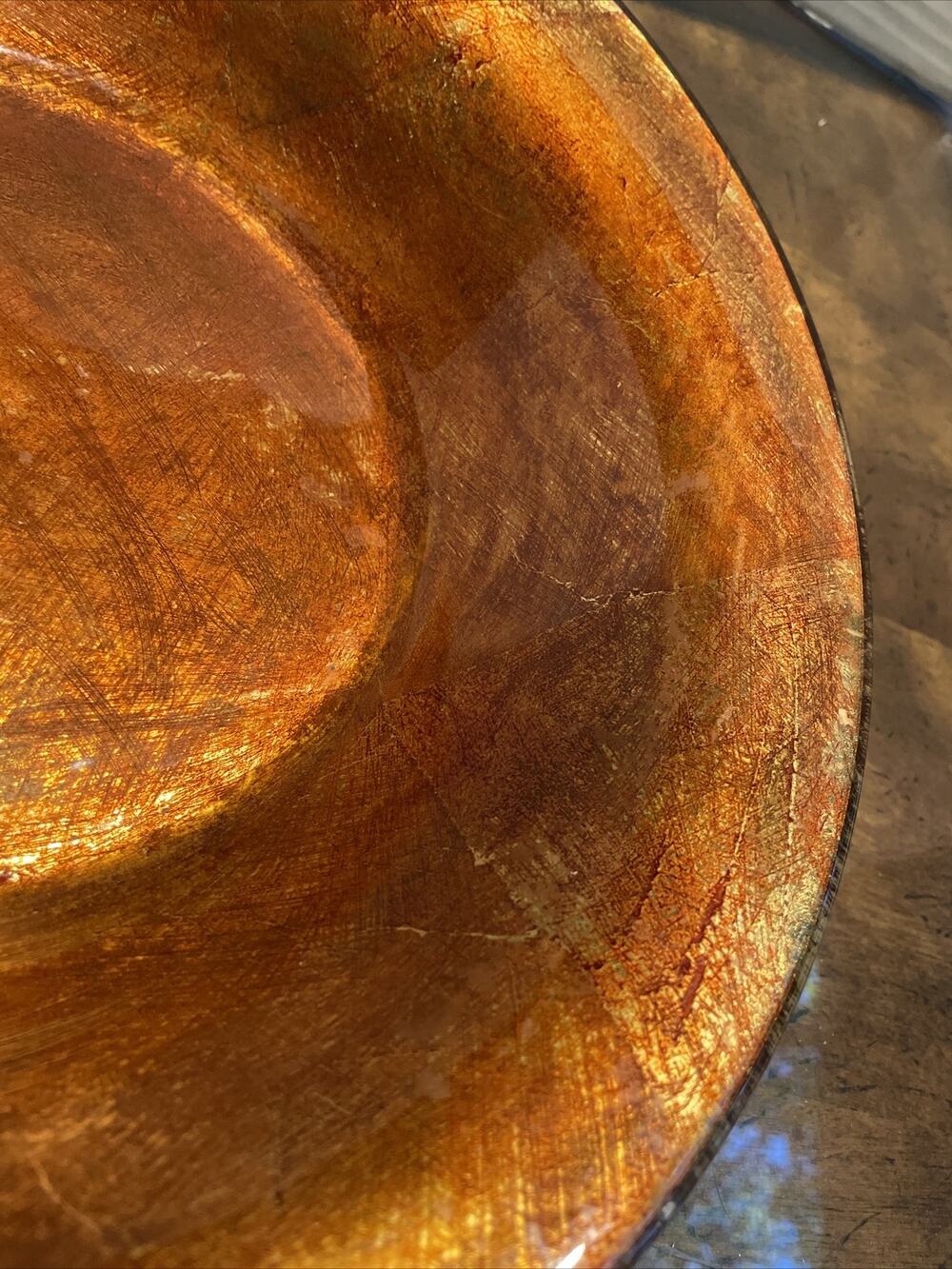 PARTYLITE VENEZIA GOLD METALLIC TUSCAN 13" CENTERPIECE GLASS BOWL P8983